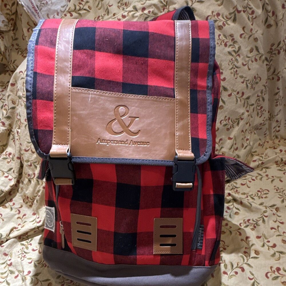 Ampersand Avenue Field & Co. Red/Black Plaid Backpack 20L Fits 13" Laptop
